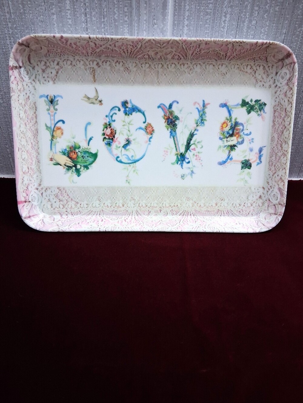 Vintage Style Victorian / Edwardian LOVE Trinket Dish Jewelry Tray - Picture 8 of 14